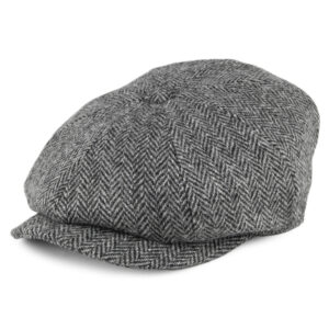 Black-Grey Pure New Wool Newsboy Cap