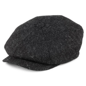 Black-Charcoal Pure New Wool Newsboy Cap